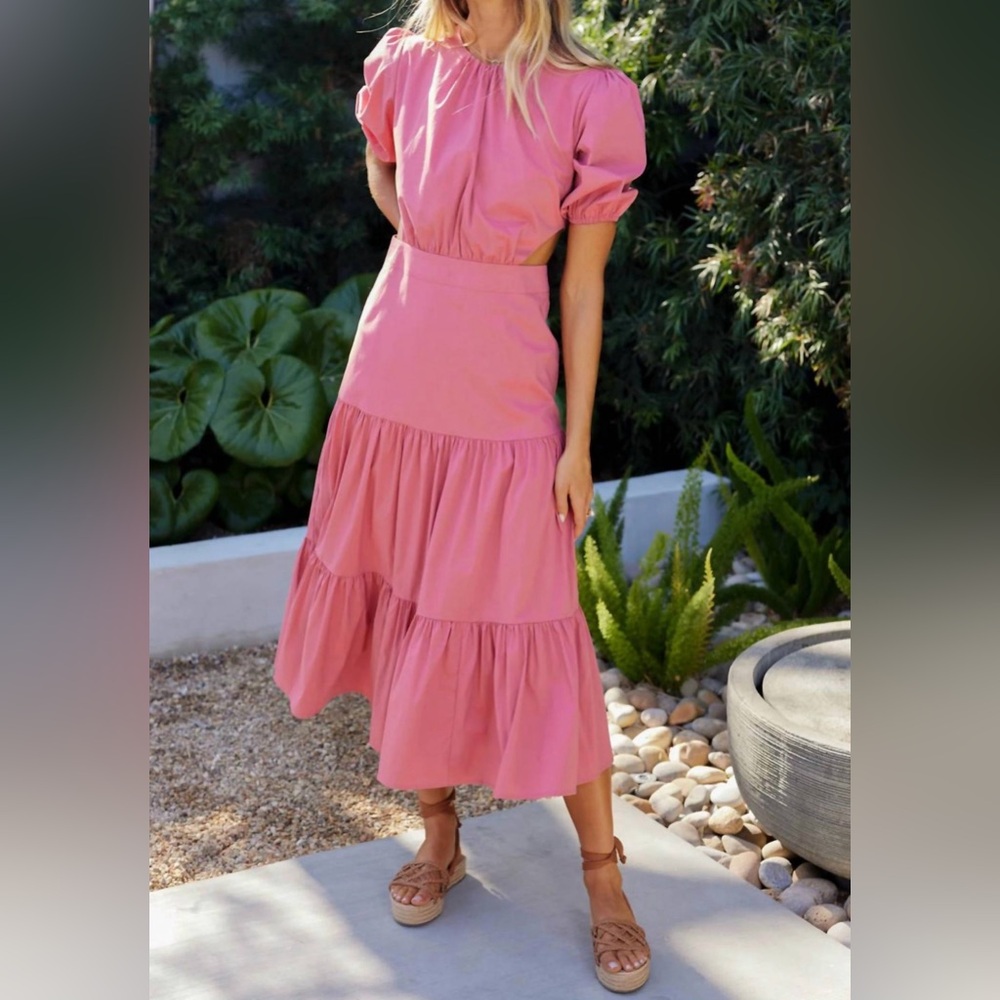 Bishop + Young nadia cutout poplin dress in Rouje